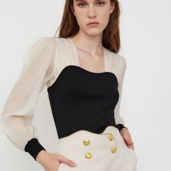 J.ING Emmalee Black Puff Sleeve Blouse | Size Small - Picture 7 of 7